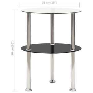 Beistelltisch Transparent & Schwarz Hartglas