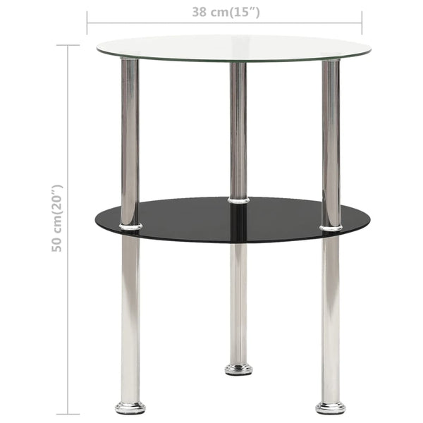 Beistelltisch Transparent & Schwarz Hartglas