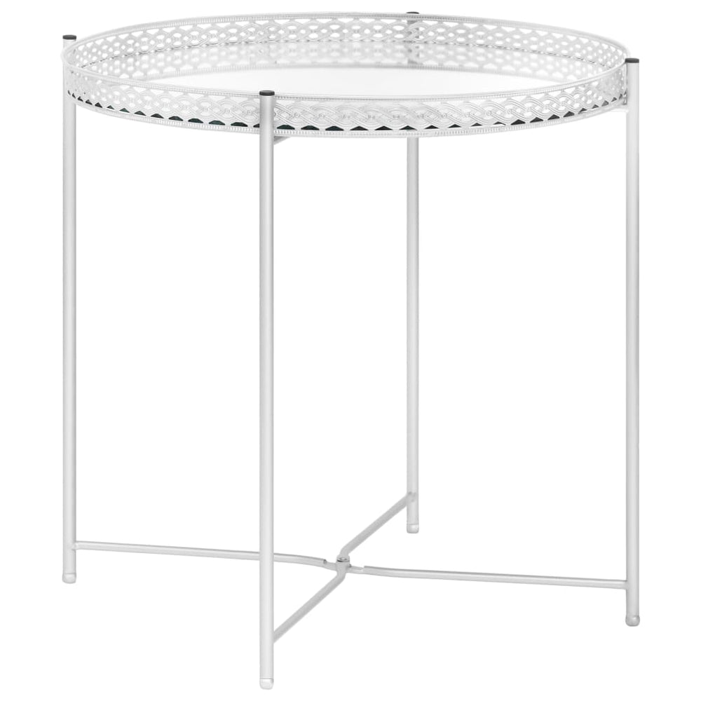 Silberner Beistelltisch Glas 40x40 cm