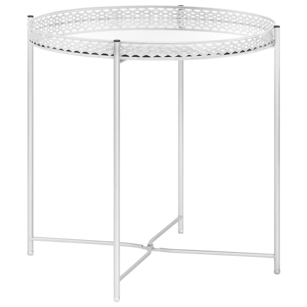 Silberner Beistelltisch Glas 40x40 cm