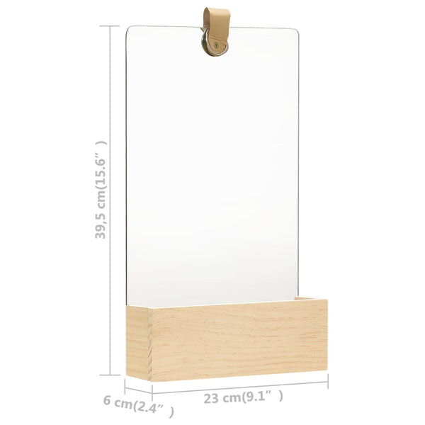 Kiefer Wandspiegel mit Ablage, 23x39,5 cm