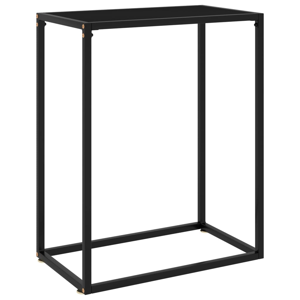 Schwarzer Konsolentisch mit Hartglas, 60 cm