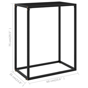 Schwarzer Konsolentisch mit Hartglas, 60 cm