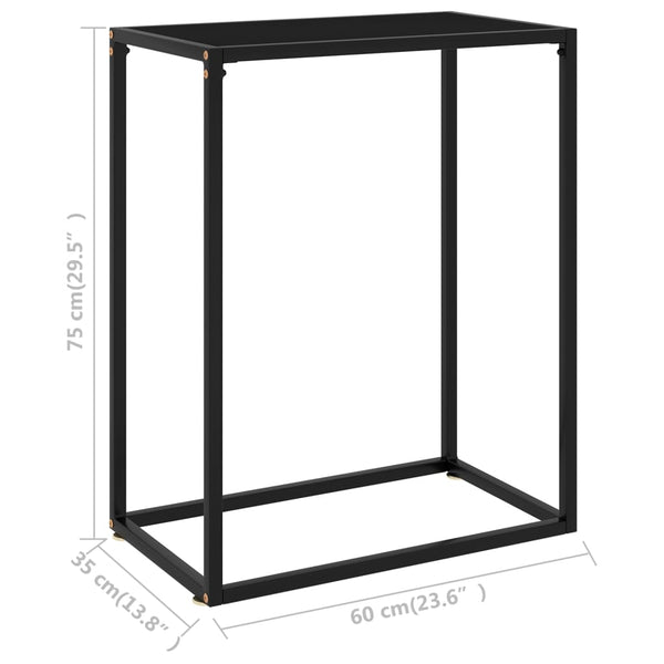 Schwarzer Konsolentisch mit Hartglas, 60 cm