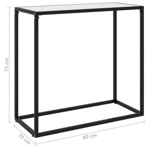 vidaXL Table console blanc 80x35x75 cm Verre trempé