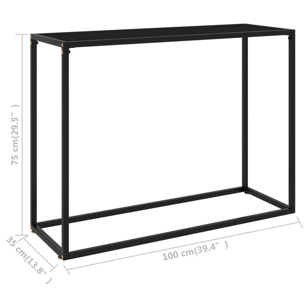 vidaXL Console en verre trempé Noir 100x35x75 cm