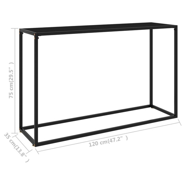 vidaXL Console en verre trempé noir 120x35x75 cm
