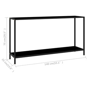 Schwarzer Konsolentisch aus Glas, 140 cm