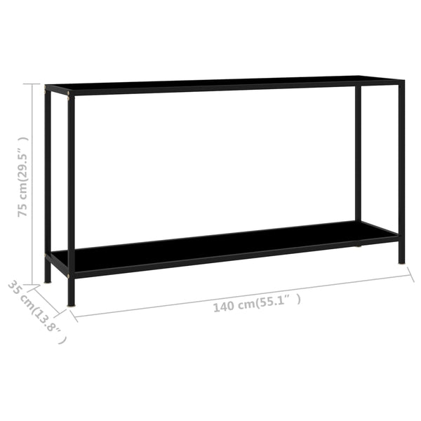 Schwarzer Konsolentisch aus Glas, 140 cm