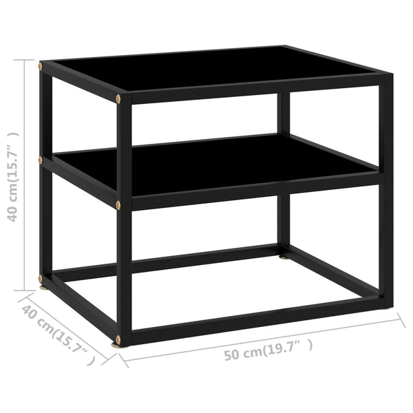 vidaXL Console noire 50x40x40 cm Verre trempé
