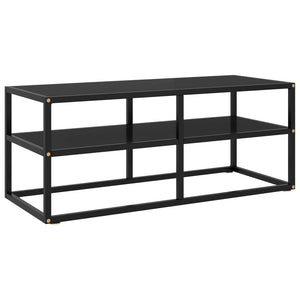 Schwarzer TV-Schrank mit Glas, 100 cm