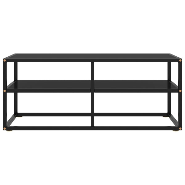 Schwarzer TV-Schrank mit Glas, 100 cm