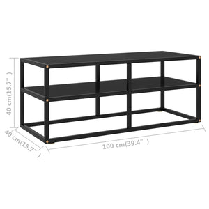 Schwarzer TV-Schrank mit Glas, 100 cm