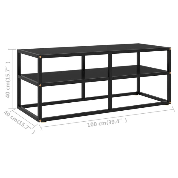 Schwarzer TV-Schrank mit Glas, 100 cm