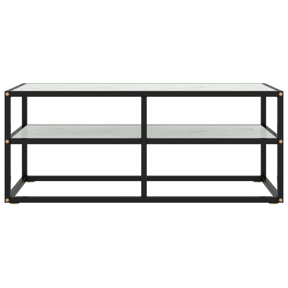 vidaXL Meuble TV noir avec verre trempé aspect marbre 100x40x40 cm