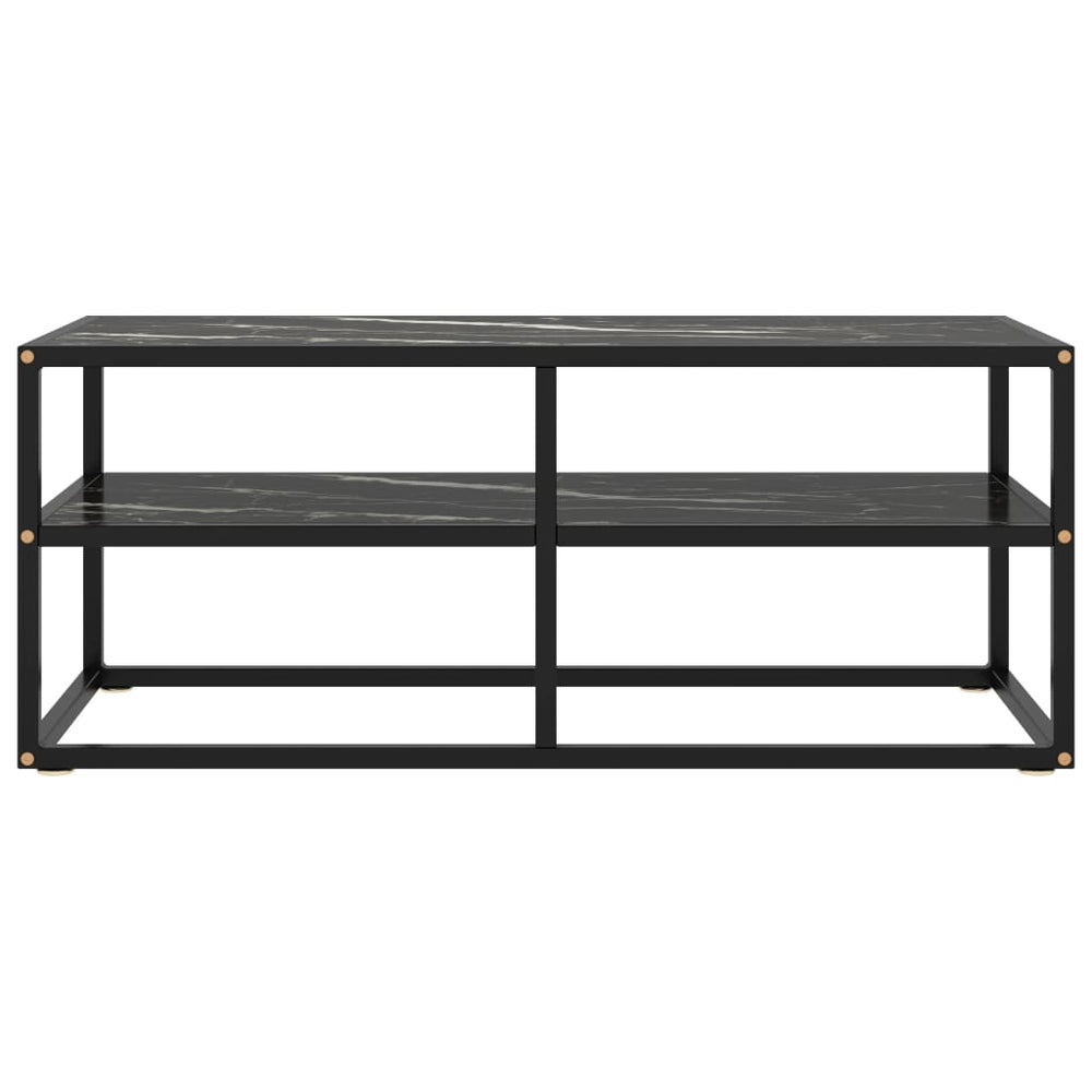 vidaXL Meuble TV Noir avec verre effet marbre noir 100x40x40 cm