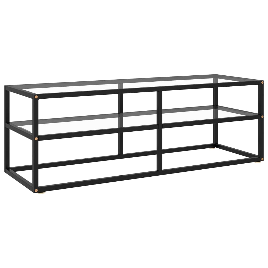 Schwarzer TV-Schrank mit Glas, 120 cm
