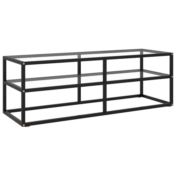 Schwarzer TV-Schrank mit Glas, 120 cm