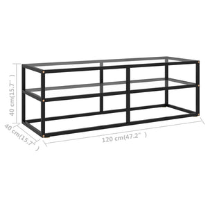 Schwarzer TV-Schrank mit Glas, 120 cm