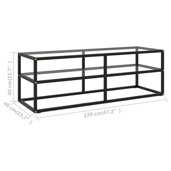 Schwarzer TV-Schrank mit Glas, 120 cm