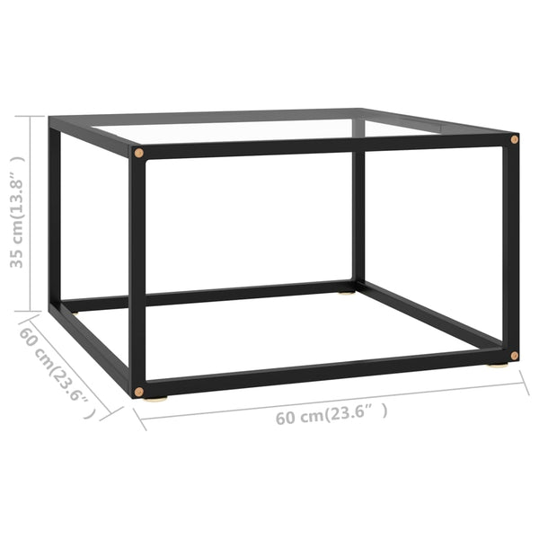 vidaXL Table basse noire en verre trempé 60x60x35 cm