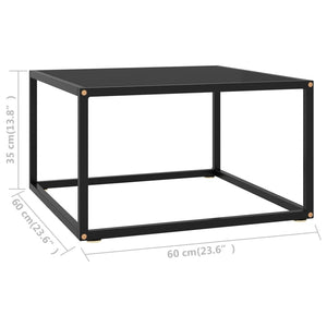 Schwarzer Couchtisch mit Glas 60x60 cm