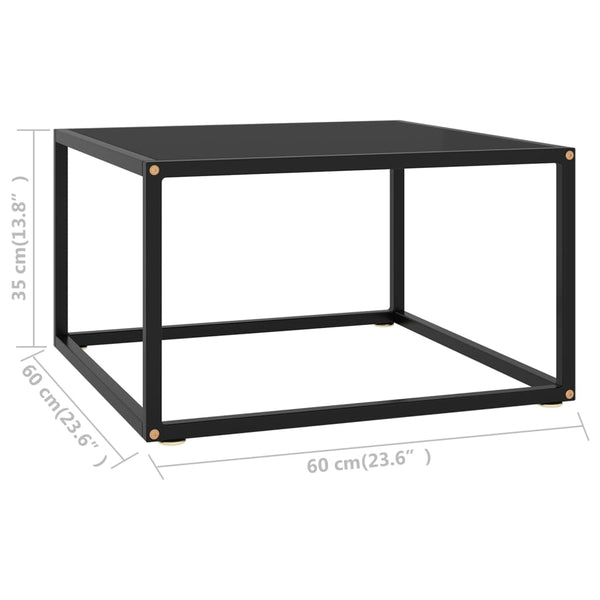 Schwarzer Couchtisch mit Glas 60x60 cm