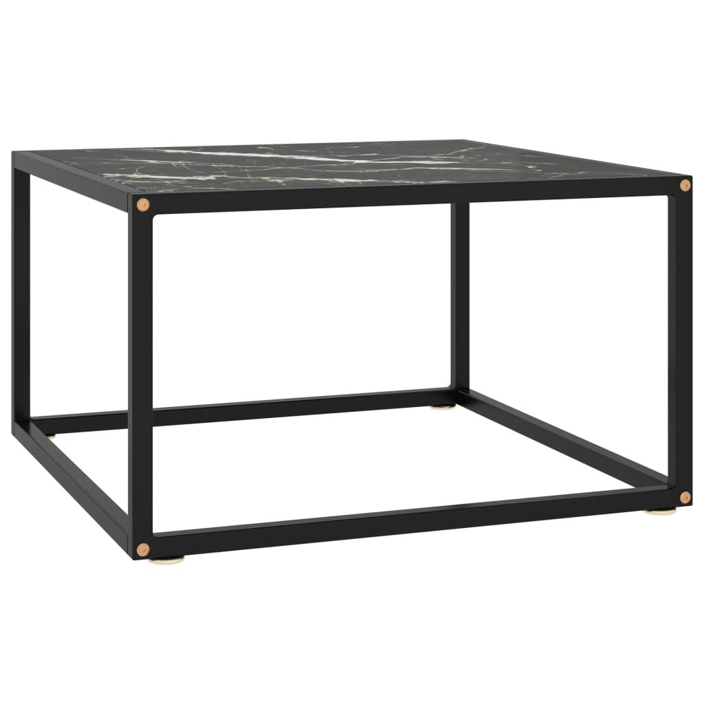 Schwarzer Couchtisch mit Marmor-Glasplatte 60x60
