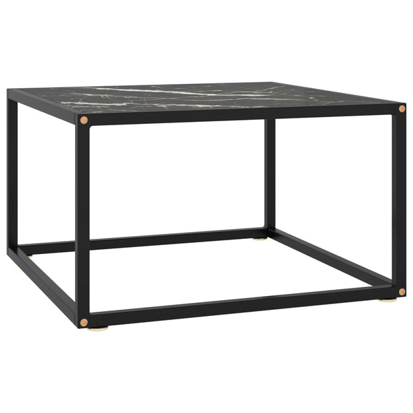 Schwarzer Couchtisch mit Marmor-Glasplatte 60x60