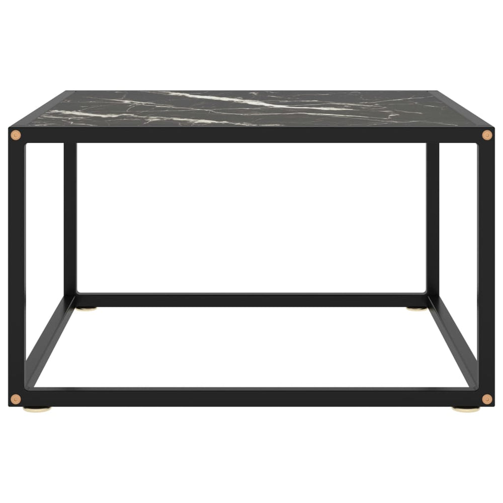Schwarzer Couchtisch mit Marmor-Glasplatte 60x60