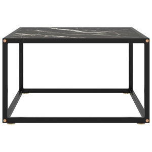 Schwarzer Couchtisch mit Marmor-Glasplatte 60x60