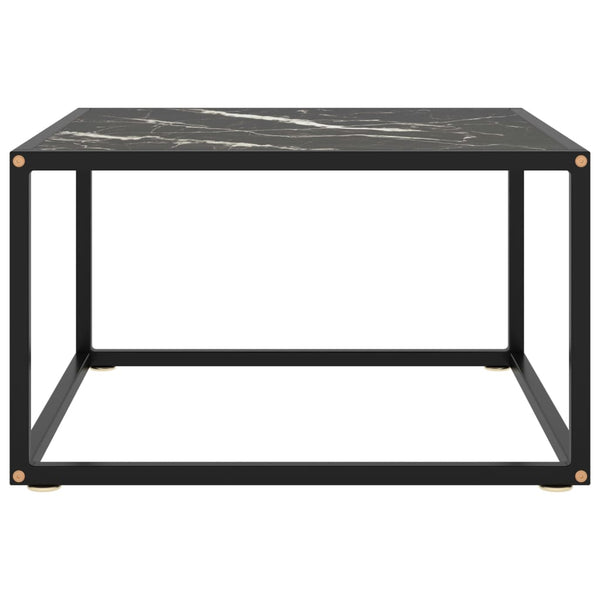 Schwarzer Couchtisch mit Marmor-Glasplatte 60x60