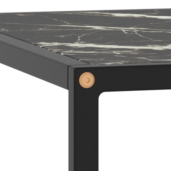 Schwarzer Couchtisch mit Marmor-Glasplatte 60x60