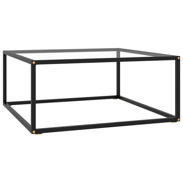 vidaXL Table basse noire en verre trempé 80x80x35 cm