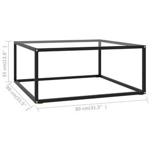 vidaXL Table basse noire en verre trempé 80x80x35 cm