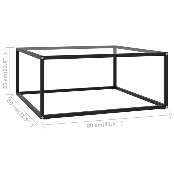 vidaXL Table basse noire en verre trempé 80x80x35 cm