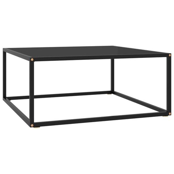Schwarzer Couchtisch mit Glasplatte 80x80 cm
