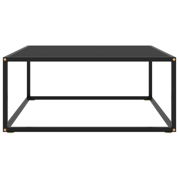 Schwarzer Couchtisch mit Glasplatte 80x80 cm