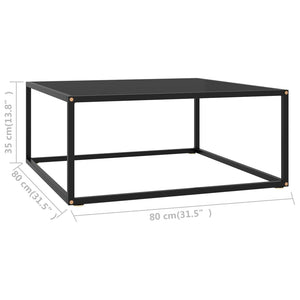 Schwarzer Couchtisch mit Glasplatte 80x80 cm