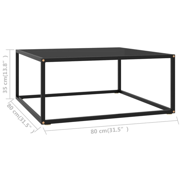 Schwarzer Couchtisch mit Glasplatte 80x80 cm