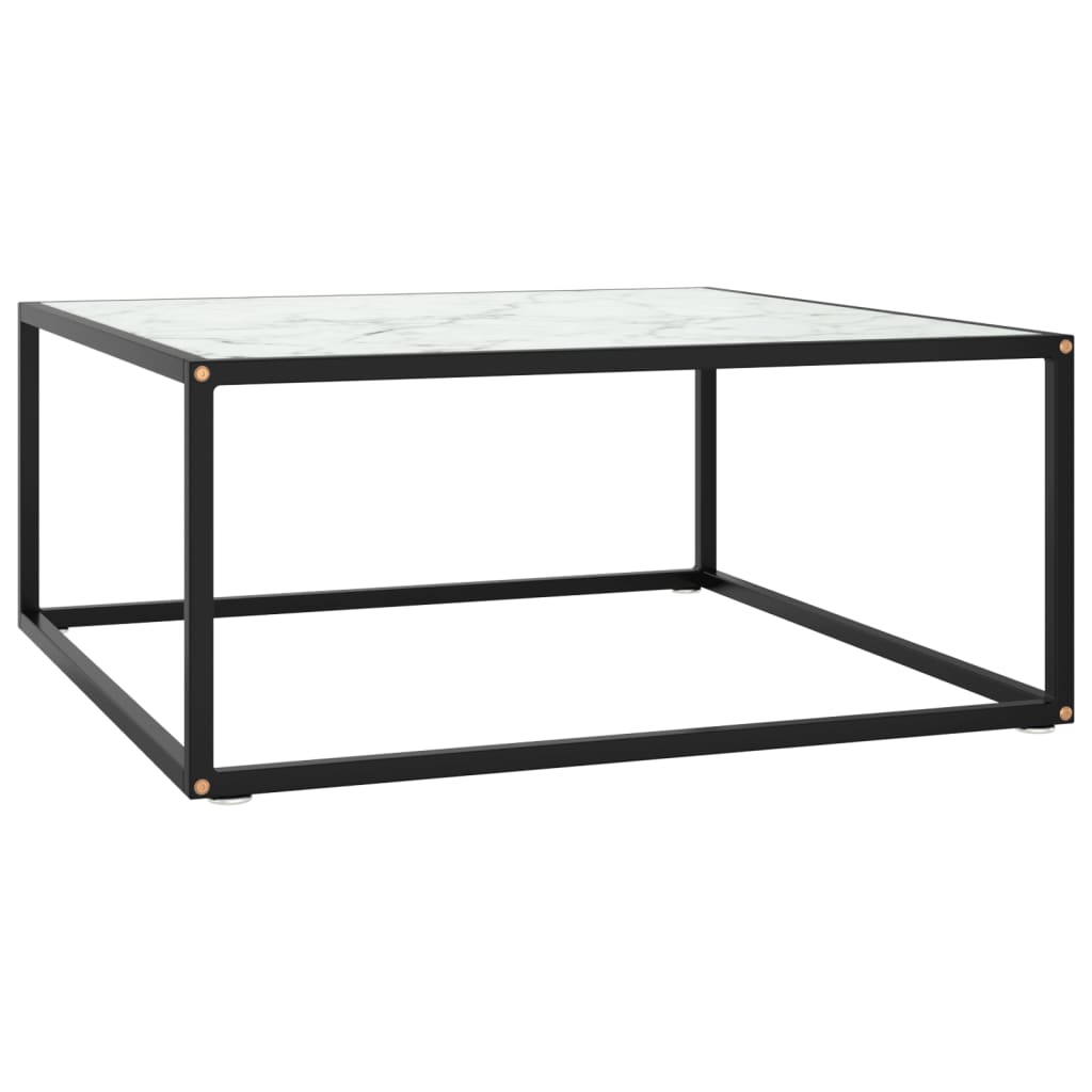 Couchtisch Schwarz Weiß Marmor Optik 80x80 cm