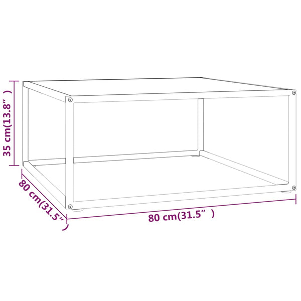 Couchtisch Schwarz Weiß Marmor Optik 80x80 cm