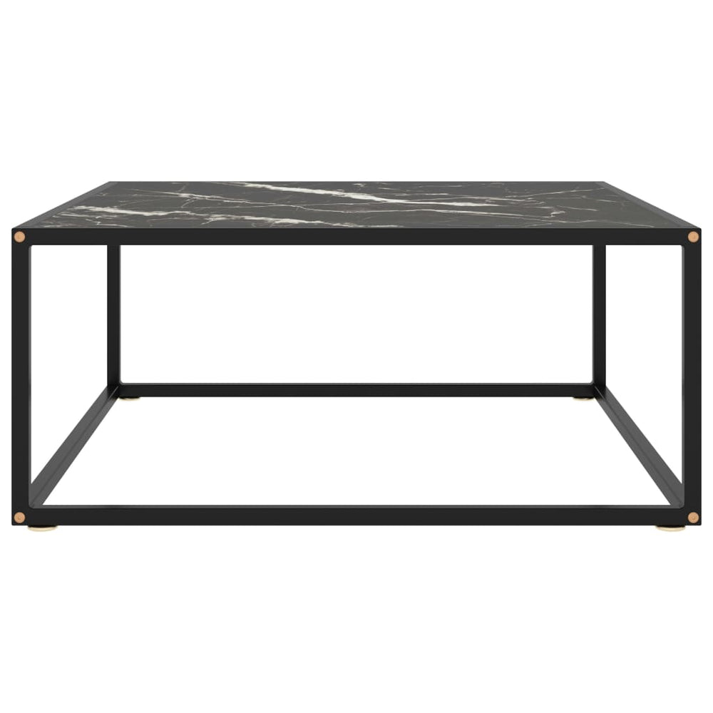 vidaXL Table basse noire avec plateau en verre noir effet marbre 80x80x35