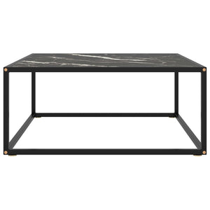 Schwarzer Couchtisch mit Marmor-Glasplatte 80x80