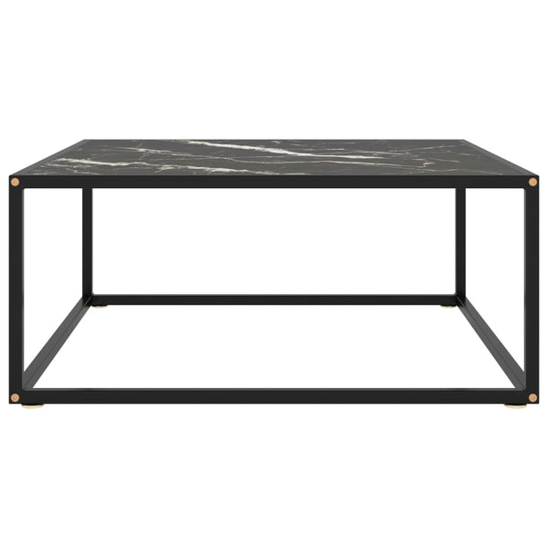 Schwarzer Couchtisch mit Marmor-Glasplatte 80x80