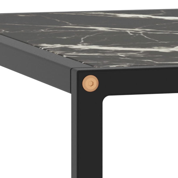 Schwarzer Couchtisch mit Marmor-Glasplatte 80x80