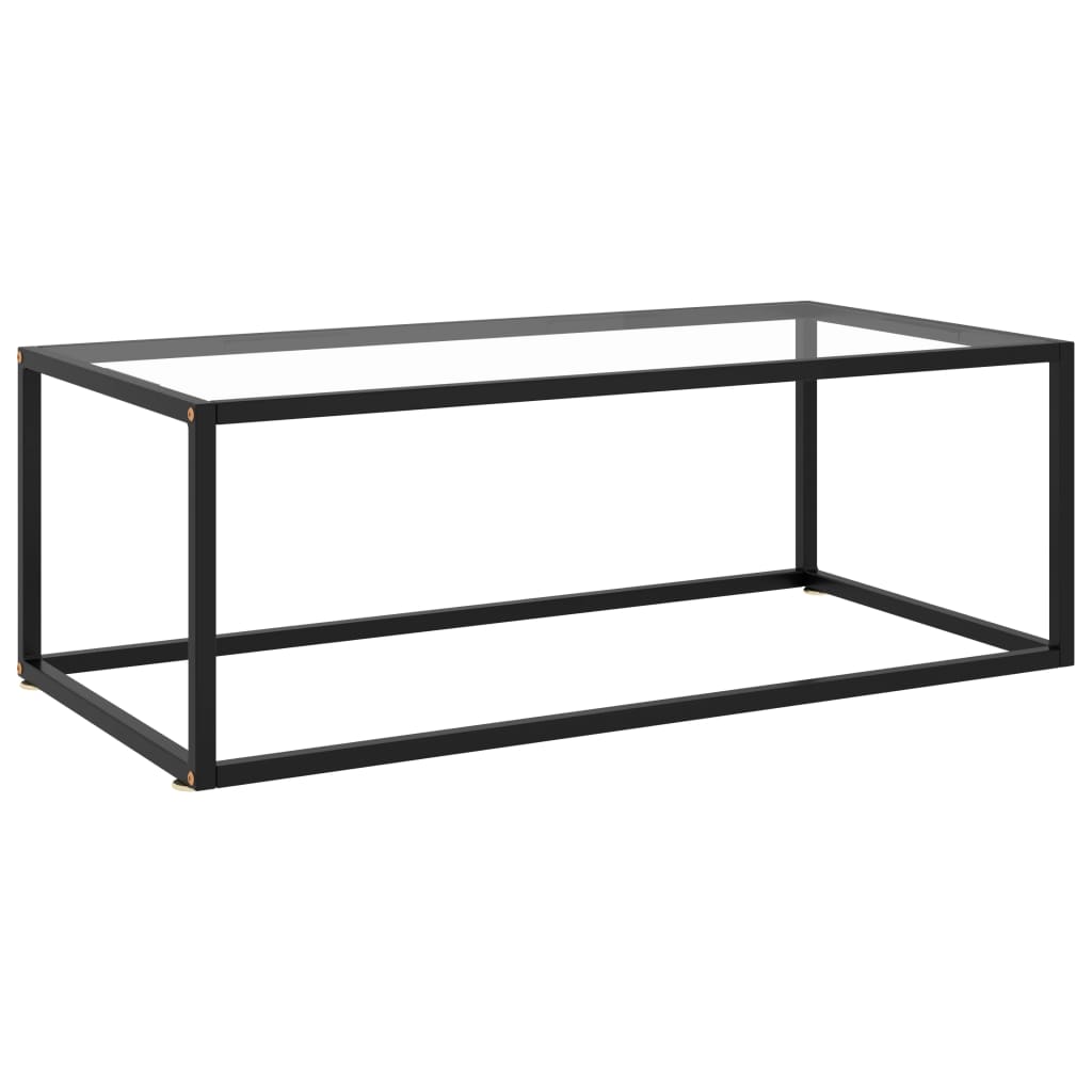 vidaXL Table basse noire en verre trempé 100x50x35 cm