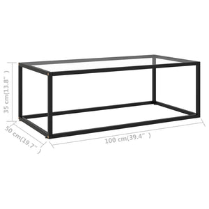 vidaXL Table basse noire en verre trempé 100x50x35 cm