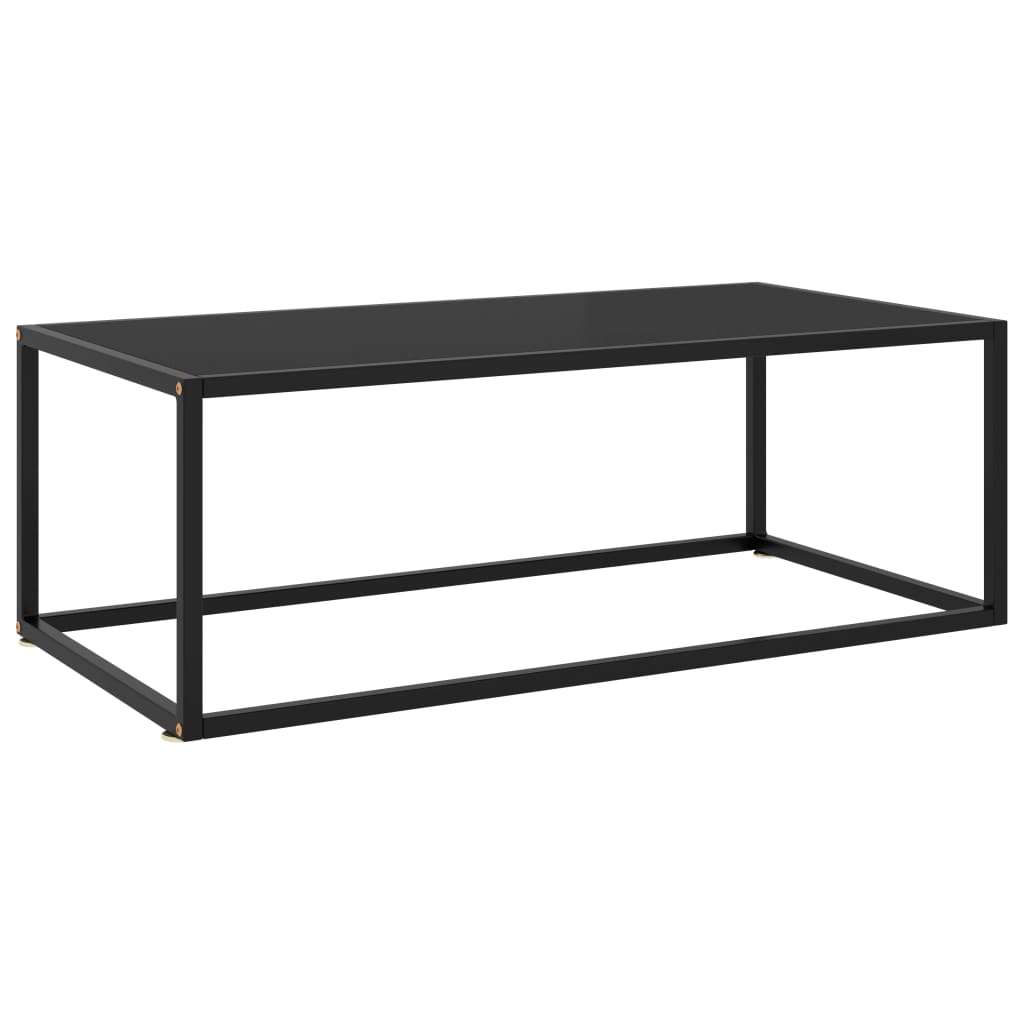 Schwarzer Couchtisch mit Glas 100x50 cm