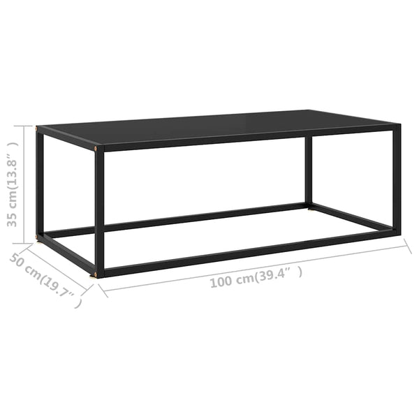 Schwarzer Couchtisch mit Glas 100x50 cm